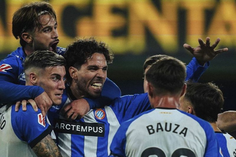 Pemain Espanyol merayakan gol ke gawang Villarreal di Liga Spanyol