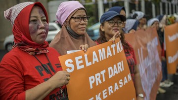 Massa aksi menyuarakan perlindungan pekerja rumah tangga
