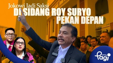 Ilustrasi grafis program Detik Pagi tentang Jokowi yang dijadwalkan menjadi saksi sidang Roy Suryo