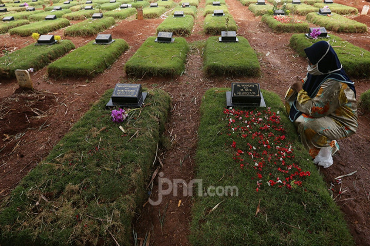 Ilustrasi peziarah kubur di Tempat Pemakaman Umum