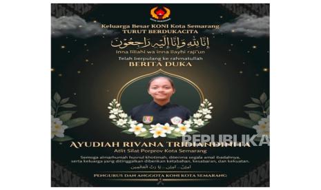 Poster duka cita KONI Kota Semarang untuk atlet pencak silat Ayudiah Rivana Tridiandinata