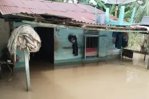 Rumah warga dan jalan yang terendam banjir di Kabupaten Aceh Tenggara