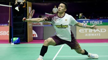 Jonatan Christie saat bertanding bulu tangkis