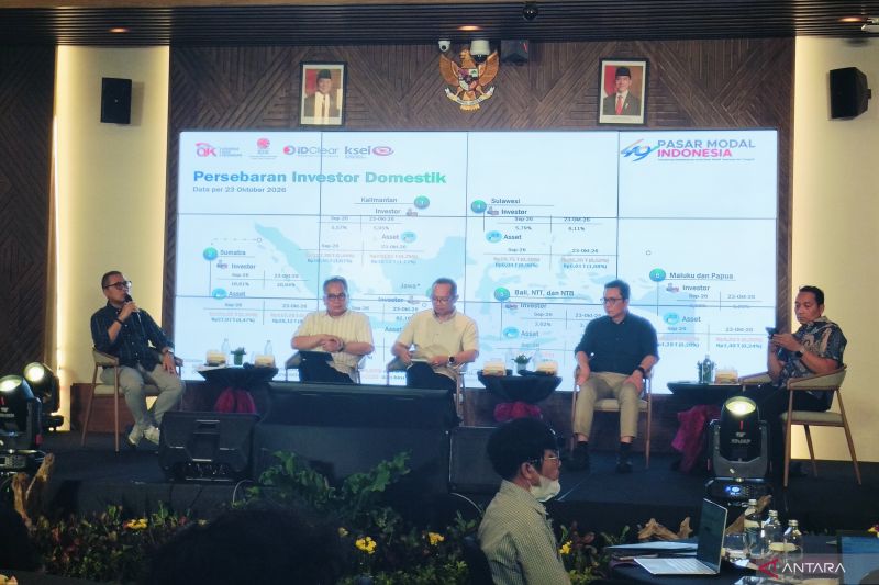 Gedung bursa efek dengan layar pergerakan harga saham