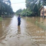 Jalan tergenang banjir di Trumon Tengah, Aceh Selatan