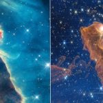 Pilar gas dan debu berbentuk kepala kucing dengan titik cahaya terang sebagai matanya di Nebula Carina