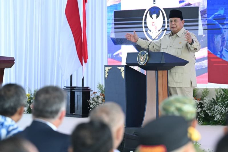 Presiden Prabowo Subianto menyampaikan pidato saat peresmian SMA Taruna Nusantara Kampus Cimahi