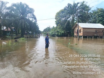 Permukiman warga di Aceh Selatan yang terendam banjir, didokumentasikan BNPB