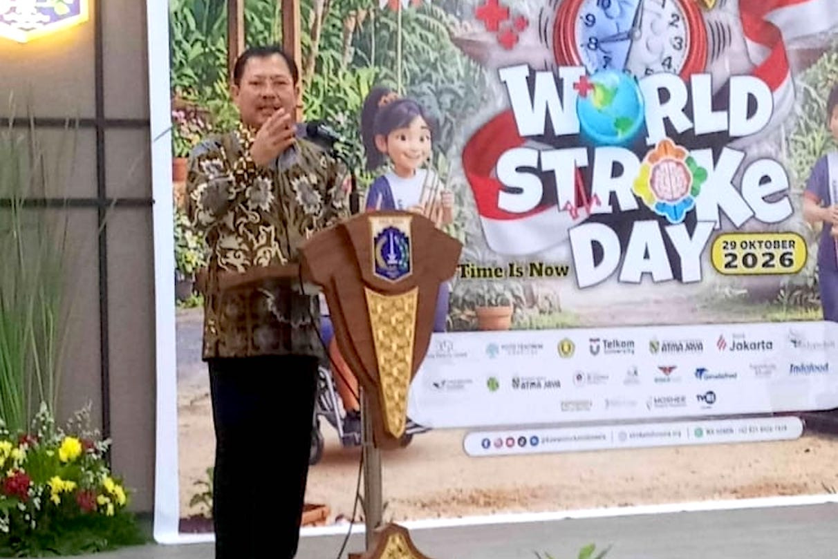 Penasihat Khusus Presiden Bidang Kesehatan Terawan Agus Putranto berpidato pada acara World Stroke Day 2026 di Jakarta