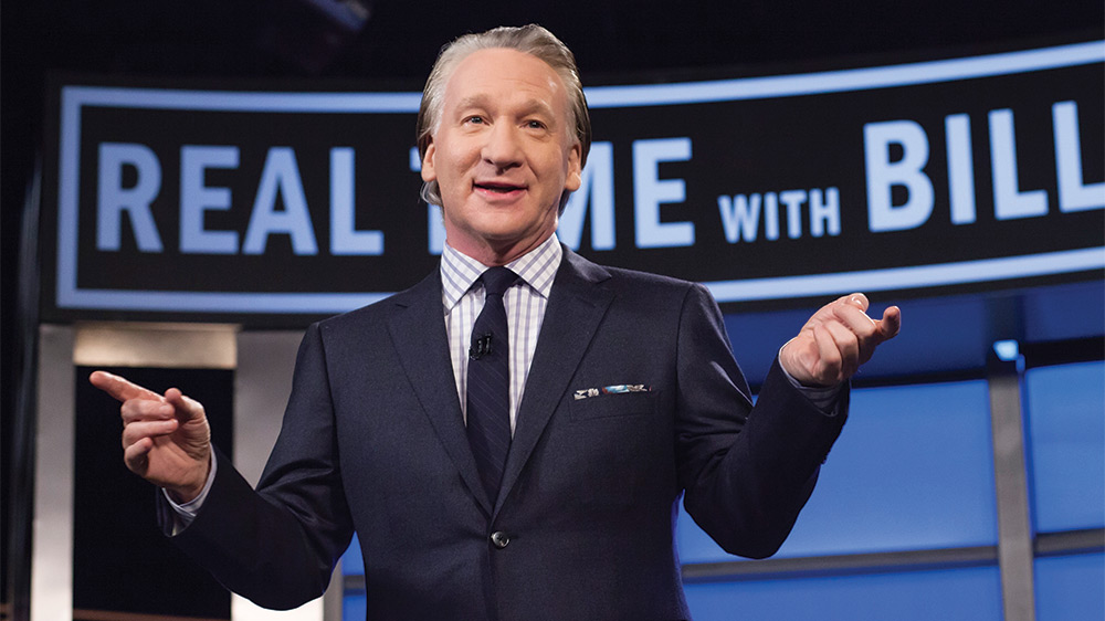 Pembawa acara Bill Maher di atas panggung acara Real Time with Bill Maher