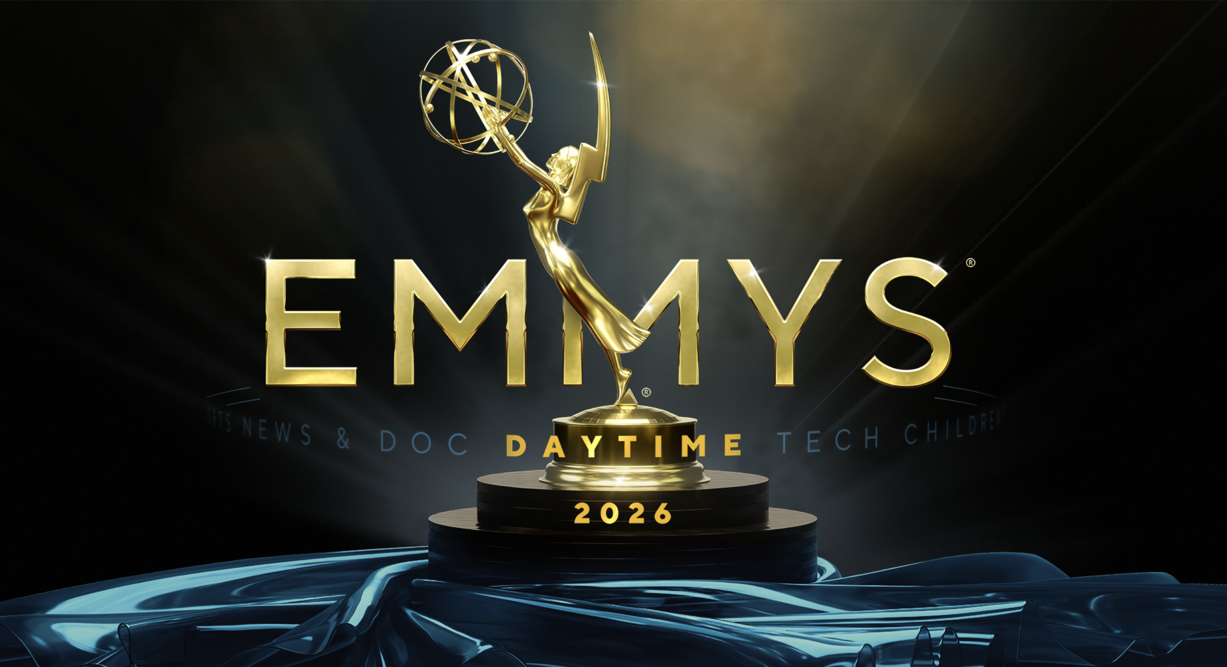 Logo Daytime Emmy Awards dengan tulisan emas di atas latar gelap