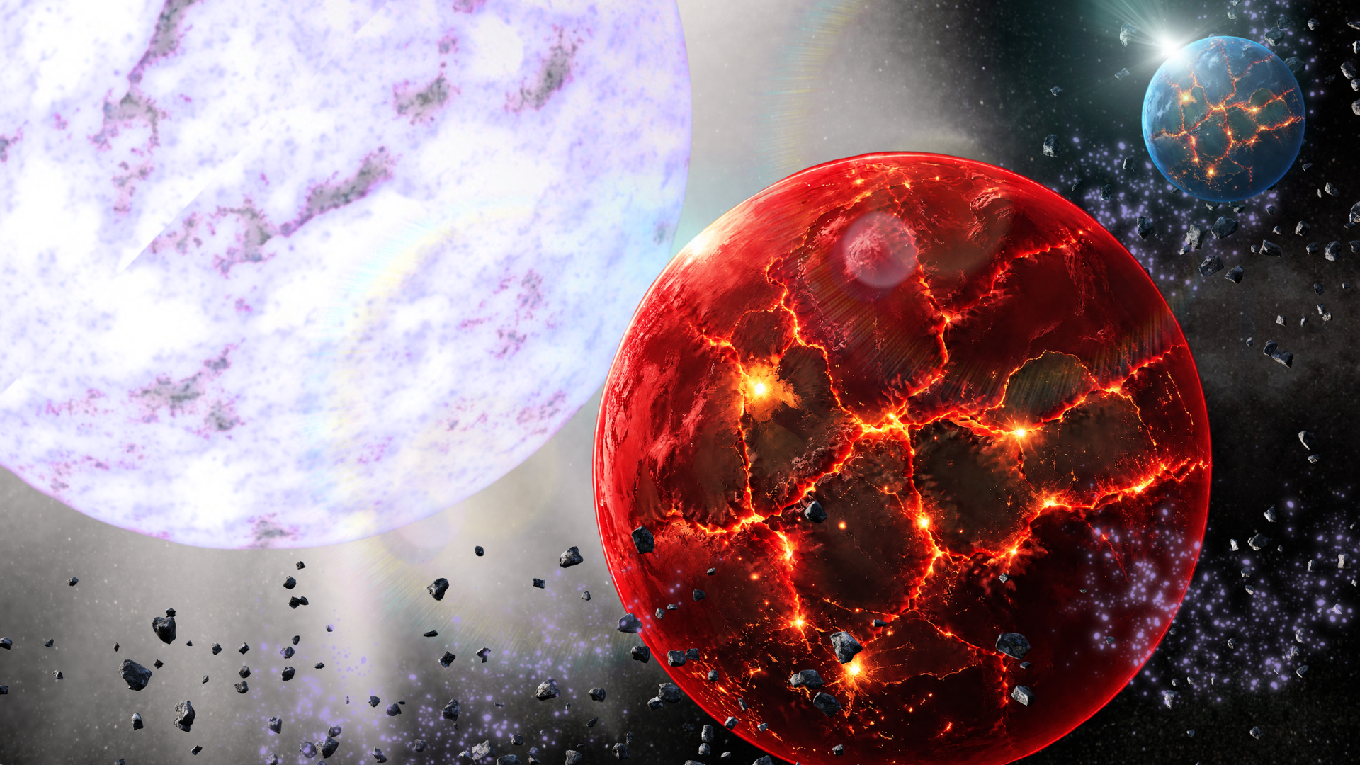 Ilustrasi dua planet zombi yang mengorbit bintang mati katai putih
