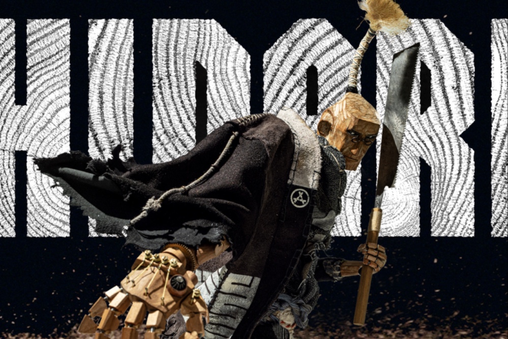 Boneka samurai kayu film stop-motion Hidari yang diisi suaranya oleh Keanu Reeves