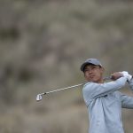 Pegolf Indonesia Randy Bintang melakukan pukulan pada Asia-Pacific Amateur Championship 2026 di Selandia Baru
