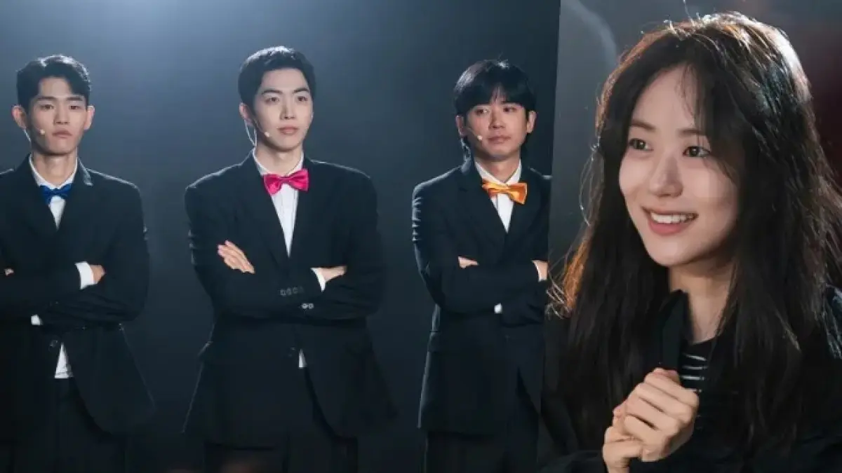 Para pemeran drama Happy Anding berpose bersama di balik layar