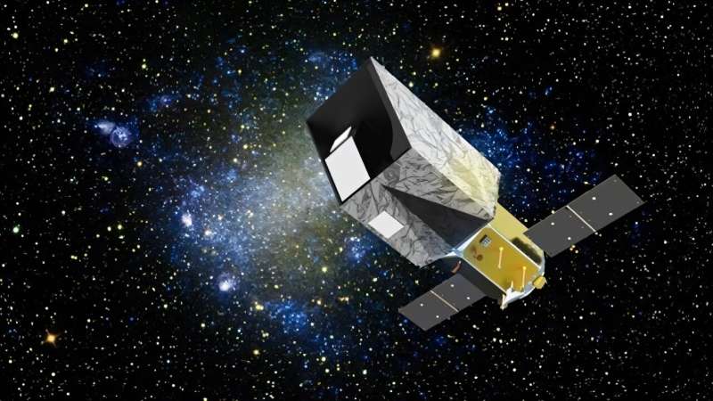 Ilustrasi teleskop antariksa UVEX milik NASA yang akan meluncur pada 2031 untuk memetakan langit dalam cahaya ultraviolet