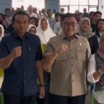 Pemandangan lokasi pembangunan bendung dan lahan pertanian di sekitarnya